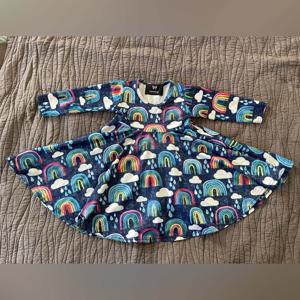 Bowtism Support 4 Autism Colorful Rainbow Rain Cloud Dress 18m 100% Knit Cotton